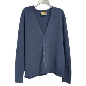 Vintage Cobra Cardigan 70s Navy Blue Grunge Kurt Cobain Sweater  - Mens Large